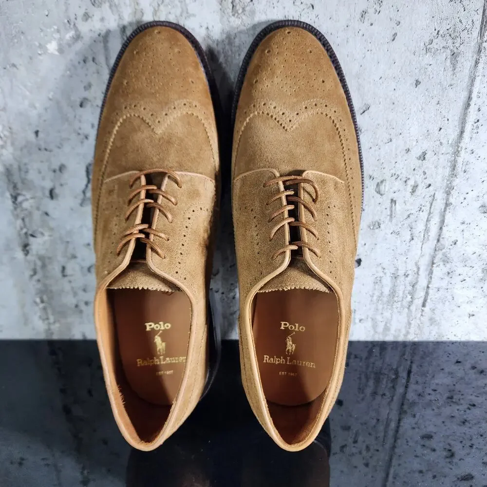 MSRP $198 Polo Ralph Lauren Asher Wingtip Men's Size 9 Suede Vibram Shoes